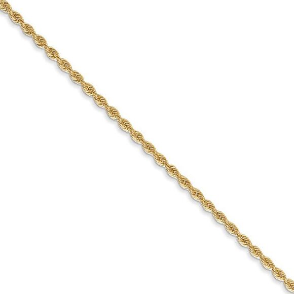 1.75mm 14k Yellow Gold Classic Solid Rope Chain Necklace 22 Inch